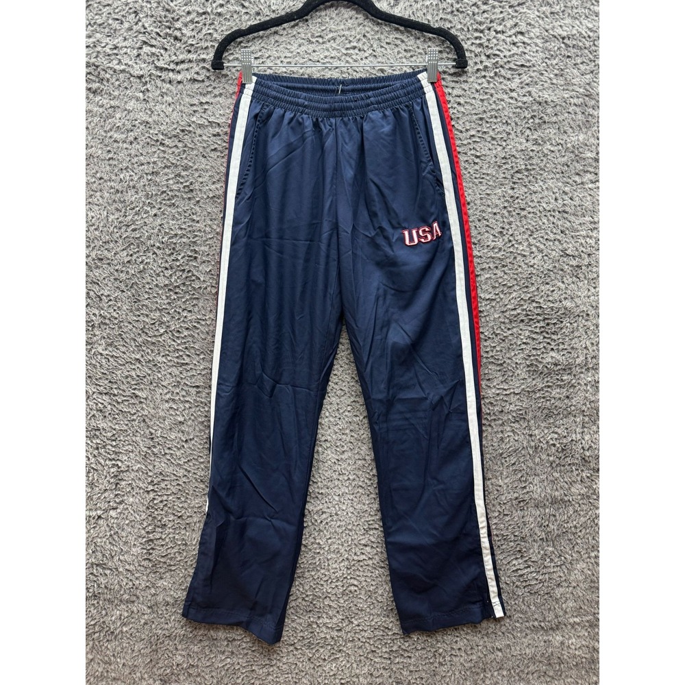 Usta USA Basketball Team Warm Up Track Pants Ankle Zip Navy Blueβ Mens Size S